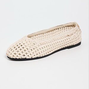 ST. AGNI White Macrame Leather Ballet Flats